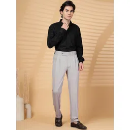 KLOTTHE Men Grey Lycra Formal Formal Trousers-picture-16