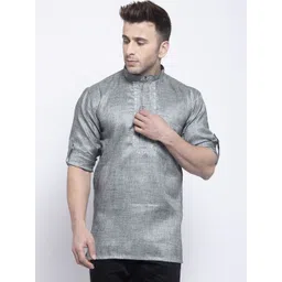 KLOTTHE Men Grey Solid Kurta-picture-21