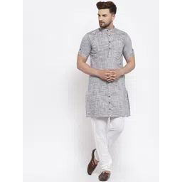 KLOTTHE Men Grey Woven Design Kurta-picture-20