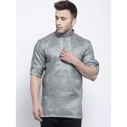 Klotthe Men Grey Yoke Design Thread Work Kurta-picture-27