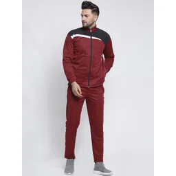 KLOTTHE Men Maroon & Black Colourblocked Tracksuit-picture-20