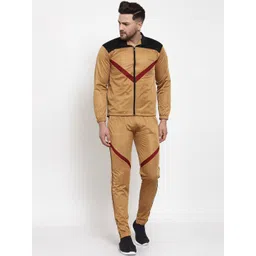 KLOTTHE Men Mustard-Yellow & Red Solid Tracksuits-picture-21