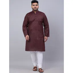 KLOTTHE Men Plus Size Printed Cotton Straight Kurta-image-30