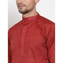 KLOTTHE Men Red Striped Straight Kurta image 5