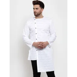 KLOTTHE Men White Striped Straight Kurta-picture-25