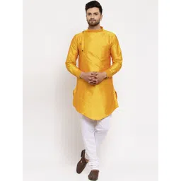KLOTTHE Men Yellow Checked Cotton Silk Kurta-picture-30