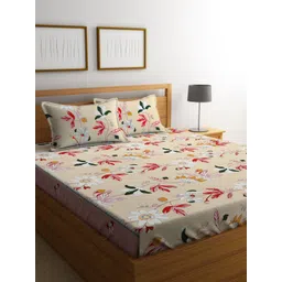 KLOTTHE Multi Floral 300 TC Cotton Blend Double Bedsheet Set-picture-32