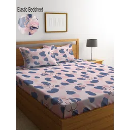 KLOTTHE Multi Floral 300 TC Cotton Blend Fitted Double Bedsheet Set-picture-23