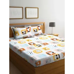 Klotthe Multicolor 300 TC Polycotton Double Book Fold Bedsheet with 2 Pillow Covers-picture-15