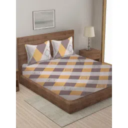 Klotthe Multicolor 300 TC Polycotton Double Book Fold Bedsheet with 2 Pillow Covers-picture-36
