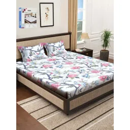 Klotthe Multicolor 300 TC Polycotton Double Book Fold Bedsheet with 2 Pillow Covers-picture-20