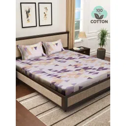 Klotthe Multicolor 400 TC Cotton Double Elastic Bedsheet with 2 Pillow Covers-picture-22
