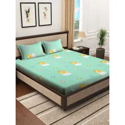 Klotthe Multicolor Cotton Blend 300 TC Double Bedsheet With 2 Pillow Covers-picture-28