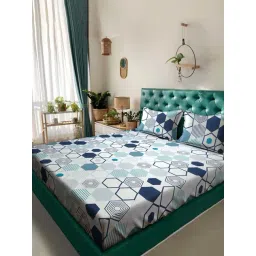 Klotthe Multicolor Cotton Blend 300 TC Double Bedsheet With 2 Pillow Covers-picture-11