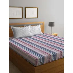 Klotthe Multicolor Cotton Blend 300 TC Double Bedsheet With 2 Pillow Covers-picture-20