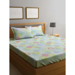 Klotthe Multicolor Cotton Blend 300 TC Double Bedsheet With 2 Pillow Covers-picture-48
