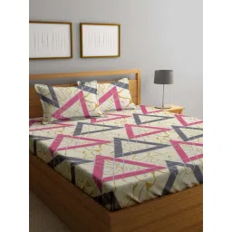 Klotthe Multicolor Cotton Blend 300 TC Double Bedsheet With 2 Pillow Covers-picture-15