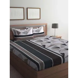 Klotthe Multicolor Cotton Blend 300 TC Double Bedsheet With 2 Pillow Covers-picture-22