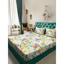 Klotthe Multicolor Cotton Blend 300 TC Double Bedsheet With 2 Pillow Covers-picture-37