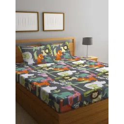 Klotthe Multicolor Cotton Blend 300 TC Double Bedsheet With 2 Pillow Covers-picture-35