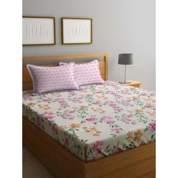 Klotthe Multicolor Cotton Blend 300 TC Double Bedsheet With 2 Pillow Covers-picture-24
