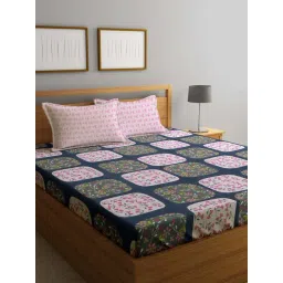 Klotthe Multicolor Cotton Blend 300 TC Double Bedsheet With 2 Pillow Covers-picture-25