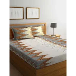 Klotthe Multicolor Cotton Blend 300 TC Double Bedsheet With 2 Pillow Covers-picture-26