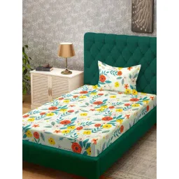 Klotthe Multicolor Cotton Blend 300 TC Single Elastic Bedsheet With 1 Pillow Cover-picture-46