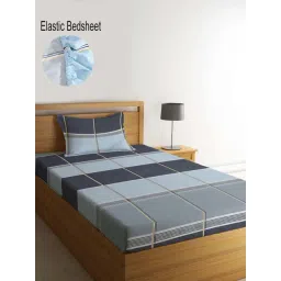 Klotthe Multicolor Cotton Blend 300 TC Single Elastic Bedsheet With 1 Pillow Cover-picture-42