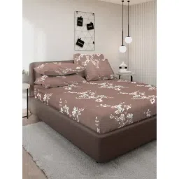 Klotthe Multicolor Cotton Blend Printed 300 TC King Fitted Bedsheet with 4 Pillow Covers-picture-48