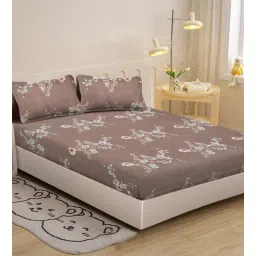 klotthe Multicolor Floral 300 TC Cotton Single Bedsheet with 1 Pillow Cover-picture-36