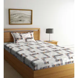 klotthe Multicolor Geometric 300 TC Cotton Fitted Single Bedsheet with 1 Pillow Cover-picture-40