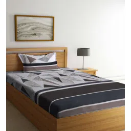 klotthe Multicolor Geometric 300 TC Cotton Fitted Single Bedsheet with 1 Pillow Cover-picture-11
