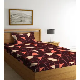 klotthe Multicolor Geometric 300 TC Cotton Single Bedsheet with 1 Pillow Cover-picture-33