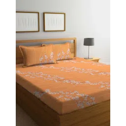Klotthe Orange 400 TC Cotton Double Bedsheet with 2 Pillow Covers-picture-10