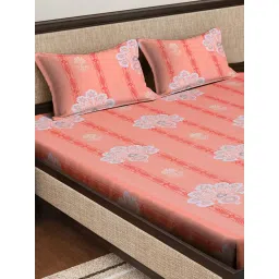 Klotthe Orange 400 TC Cotton Double Bedsheet with 2 Pillow Covers image 3