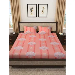Klotthe Orange 400 TC Cotton Double Bedsheet with 2 Pillow Covers image 2