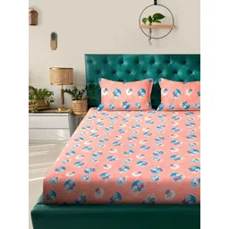 KLOTTHE Orange-Coloured Cartoon Printed 400 TC Cotton Bedsheet Set 2.50 x 2.25 m-picture-24
