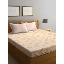 Klotthe Orange Cotton Blend 300 TC Double Bedsheet With 2 Pillow Covers-picture-34