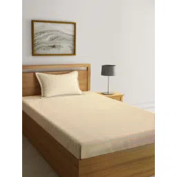 Klotthe Orange Cotton Blend 300 TC Single Bedsheet With 1 Pillow Cover-picture-15