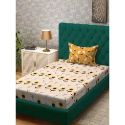 Klotthe Peach 300 TC Polycotton Single Bedsheet with Pillow Cover-picture-26