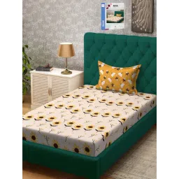 Klotthe Peach 300 TC Polycotton Single Book Fold Bedsheet with Pillow Cover-picture-44