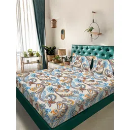 KLOTTHE Peach Polycotton 300 TC King Bedsheets With 2 Pillow Covers-picture-12