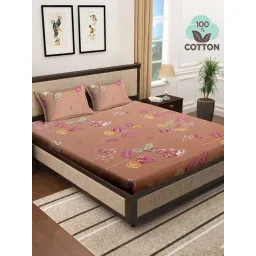 Klotthe Pink 400 TC Cotton Double Elastic Book Fold Bedsheet with 2 Pillow Covers-picture-25