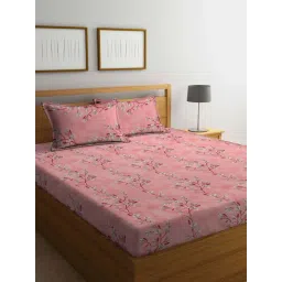 Klotthe Pink 400 TC Cotton Double Elastic Book Fold Bedsheet with 2 Pillow Covers-picture-11