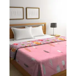 Klotthe Pink & Purple Feather 500 TC AC Comforter - Set of 1-picture-12