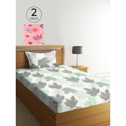 KLOTTHE Pink & White Floral 210 TC 2 Single Bedsheet with 2 Pillow Covers-picture-26