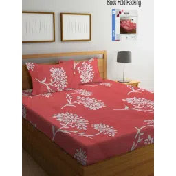 Klotthe Pink Cotton Blend 300 TC Double Bed Sheet With 2 Pillow Covers-picture-45