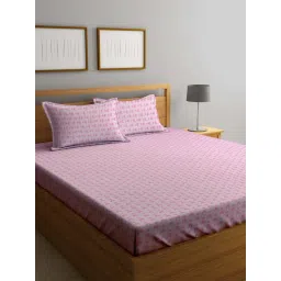 Klotthe Pink Cotton Blend 300 TC Double Bedsheet With 2 Pillow Covers-picture-40