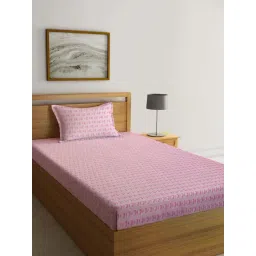Klotthe Pink Cotton Blend 300 TC Single Bedsheet With 1 Pillow Cover-picture-41